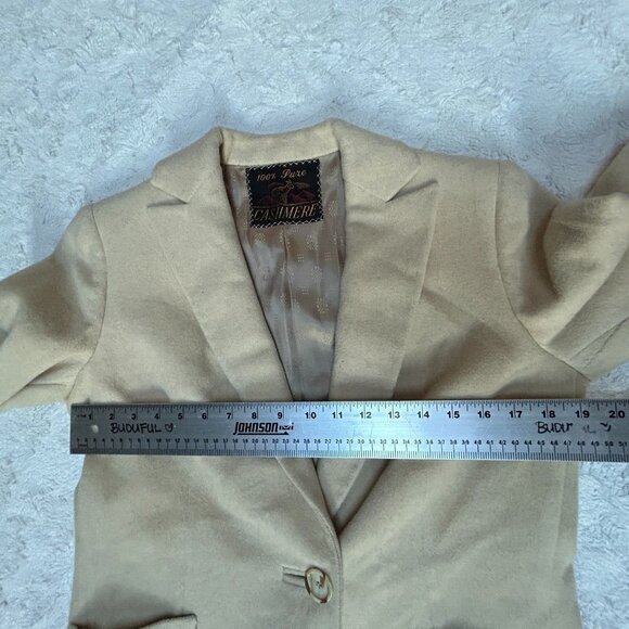 Vintage Martin's Womens Large Blazer Coat Jacket Pure Cashmere 3/4 Sleeve Beige - Picture 5 of 9